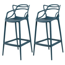 Kit 2 Banquetas alta para bancada Master Allegra em Polipropileno 78 cm - Azul petróleo