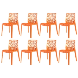 Kit 8 Cadeiras de jantar Gruvyer com design contemporâneo e anatômico - Laranja