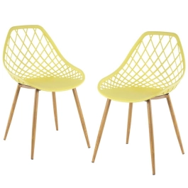 Kit 2 Cadeiras de jantar Clarice Cloe com design contemporâneo - Amarelo Kit 2 Cadeiras de jantar Clarice Cloe com design contemporâneo - Amarelo