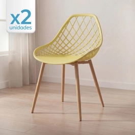 Kit 2 Cadeiras de jantar Clarice Cloe com design contemporâneo - Amarelo