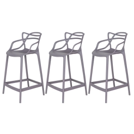 Kit 3 Banquetas média para bancada Master Allegra em Polipropileno 66 cm - Fendi