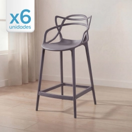 Kit 6 Banquetas média para bancada Master Allegra em Polipropileno 66 cm - Fendi