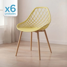 Kit 6 Cadeiras de jantar Clarice Cloe com design contemporâneo - Amarelo
