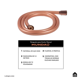 Mangueira para ducha Mundaú Pingoo.casa - Dourado Rose