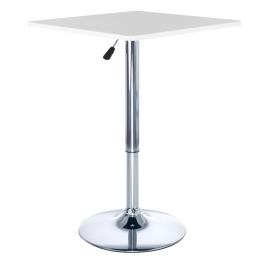 Mesa alta para bar e bistro Apollo quadrada 60 cm com tampo madeira ajustável - Branco