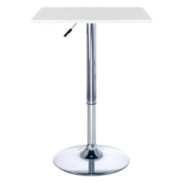 Mesa alta para bar e bistro Apollo quadrada 60 cm com tampo madeira ajustável - Branco Mesa alta para bar e bistro Apollo quadrada 60 cm com tampo madeira ajustável - Branco