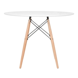 Mesa de Jantar e cozinha Redonda 100 cm Eames Eiffel com Tampo em MDF Laqueado - Branco Mesa de Jantar e cozinha Redonda 100 cm Eames Eiffel com Tampo em MDF Laqueado - Branco