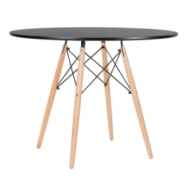 Mesa de Jantar e cozinha Redonda 100 cm Eames Eiffel com Tampo em MDF Laqueado - Preto
