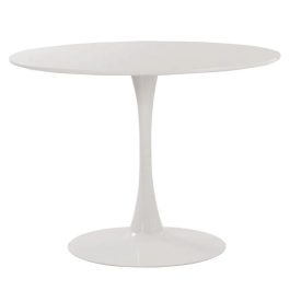 Mesa de Jantar e cozinha Redonda 100 cm Tulipa com Tampo em MDF Laqueado - Branco