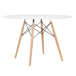 Mesa de Jantar e cozinha Redonda 120 cm Eames Eiffel com Tampo em MDF Laqueado - Branco