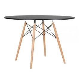 Mesa de Jantar e cozinha Redonda 120 cm Eames Eiffel com Tampo em MDF Laqueado - Preto