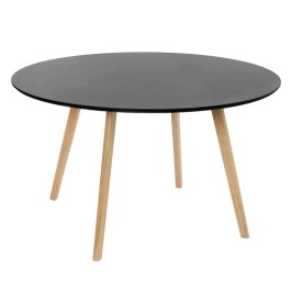 Mesa de Jantar e cozinha Redonda 120 cm Leda com Tampo em MDF Laqueado - Preto