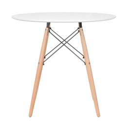 Mesa de Jantar e cozinha Redonda 80 cm Eames Eiffel com Tampo em MDF Laqueado - Branco Mesa de Jantar e cozinha Redonda 80 cm Eames Eiffel com Tampo em MDF Laqueado - Branco