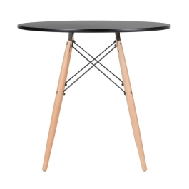 Mesa de Jantar e cozinha Redonda 80 cm Eames Eiffel com Tampo em MDF Laqueado - Preto