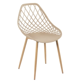 Mesa de jantar redonda 80 cm branco + 3 cadeiras Clarice Cloe Nude