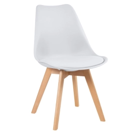 Mesa de jantar retangular 80 x 120 cm preto + 4 cadeiras estofadas Leda - branco