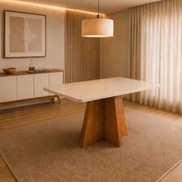 Mesa de jantar Siena Laráz Retangular com tampo Off White 120x80 cm