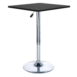 Mesa Quadrada Alta Apollo com tampo de madeira e ajustável para bares e restaurantes - Preto