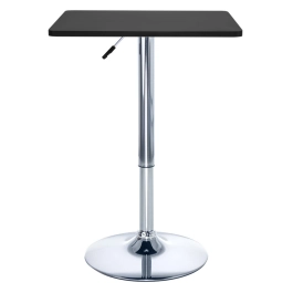 Mesa Quadrada Alta Apollo com tampo de madeira e ajustável para bares e restaurantes - Preto Mesa Quadrada Alta Apollo com tampo de madeira e ajustável para bares e restaurantes - Preto