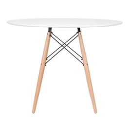 Mesa redonda Eames 100 cm branco + 4 cadeiras Eiffel DSW - Branco Mesa redonda Eames 100 cm branco + 4 cadeiras Eiffel DSW - Branco