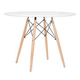 Mesa redonda Eames 100 cm branco + 4 cadeiras Eiffel DSW - Laranja Mesa redonda Eames 100 cm branco + 4 cadeiras Eiffel DSW - Laranja