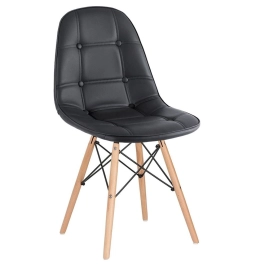 Mesa redonda Eames 100 cm preto + 4 cadeiras estofadas Eiffel Botonê - Preto Mesa redonda Eames 100 cm preto + 4 cadeiras estofadas Eiffel Botonê - Preto