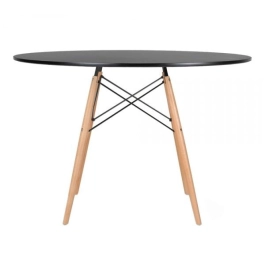 Mesa redonda Eames 120 cm + 5 cadeiras Eames DSW - Preto