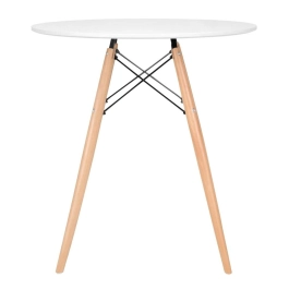 Mesa redonda Eames 70 cm + 2 cadeiras Eiffel DSW - Branco