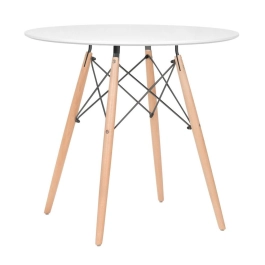 Mesa redonda Eames 80 cm + 3 cadeiras Eames Eiffel DSW - Nude