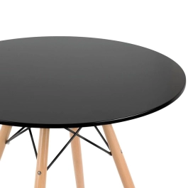 Mesa redonda Eames 80 cm preto + 2 cadeiras estofadas Eiffel Botonê Preto