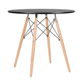 Mesa redonda Eames 80 cm preto + 4 cadeiras estofadas Eiffel Botonê Cinza escuro Mesa redonda Eames 80 cm preto + 4 cadeiras estofadas Eiffel Botonê Cinza escuro