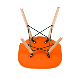 Mesa redonda Eames 90 cm branco + 4 cadeiras Eames Eiffel DSW - Laranja