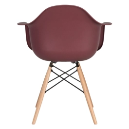 Mesa redonda Eames com tampo de vidro 120 cm + 4 cadeiras Eiffel DAW - Marrom