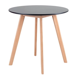 Mesa redonda Leda 70 cm preto + 3 cadeiras estofadas Leda Cinza Claro
