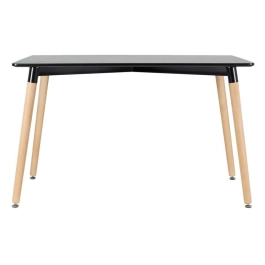 Mesa retangular Eames 60 x 120 cm preto + 2 cadeiras Eiffel DSW - Branco