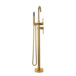 Misturador Monocomando de Piso para Banheira Uraim Dourado Escovado