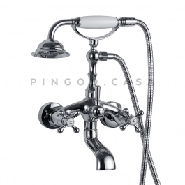 Misturador Duplo Comando de Parede para Banheira Retrô Vintage Itinga Prata