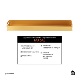 Organizador De Cozinha Suspenso Gourmet Pardal Pingoo.casa - Dourado Organizador De Cozinha Suspenso Gourmet Pardal Pingoo.casa - Dourado