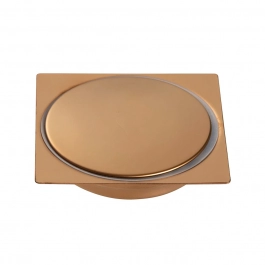 Ralo Click Up Quadrado para Chão 10cm Inox Dourado Rose