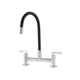 Torneira de cozinha flexivel misturador duplo comando Itaguari Pingoo.casa - Prata