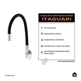 Torneira de cozinha flexivel parede Itaguari Pingoo.casa - Prata