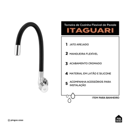 Torneira de cozinha flexivel parede Itaguari Pingoo.casa - Prata