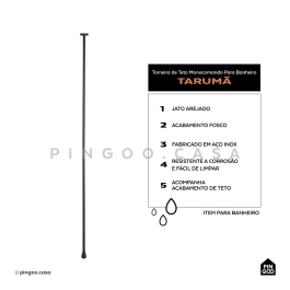 Torneira de Teto Misturador Monocomando Para Banheiro Tarumã Preto