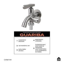 Torneira para área externa de parede Guariba Pingoo.casa - Prata
