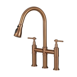 Torneira para Cozinha Gourmet Misturador Extensível Duplo Comando Aço Inox 304 Içá Dourado Rose