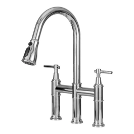 Torneira para Cozinha Gourmet Misturador Extensível Duplo Comando Aço Inox 304 Içá Prata