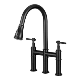 Torneira para Cozinha Gourmet Misturador Extensível Duplo Comando Aço Inox 304 Içá Preto