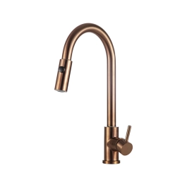Torneira Para Cozinha Gourmet Misturador Monocomando Em Aço Inox Escovado Muru Dourado Rose