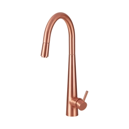 Torneira para Cozinha Gourmet Misturador Monocomando Extensível Em Aço Inox 304 Escovado Apurema Dourado Rose