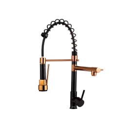 Torneira para Cozinha Gourmet Misturador Monocomando Munim Preto E Rose